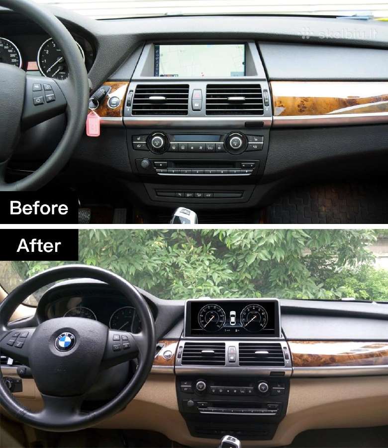 BMW E70 E71 E72 Android Multimedija prieš ir po