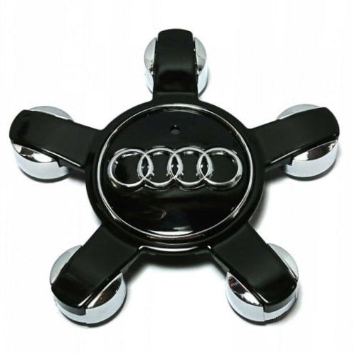 Audi 135mm ratlankių dangteliai juodos glossy black spalvos lengvai montuojami
