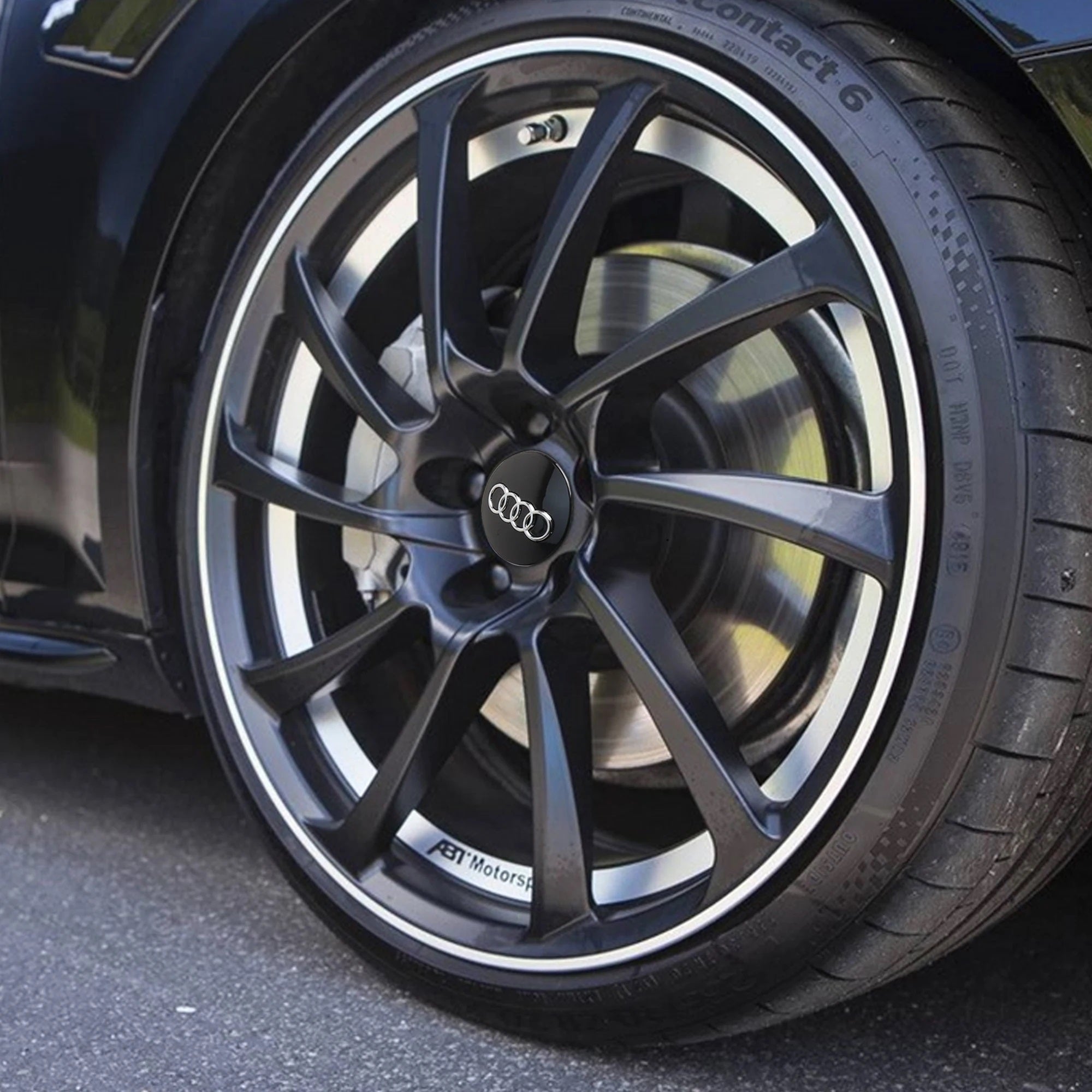 Audi ratlankių dangtelis juodos glossy black spalvos 60mm pavyzdys