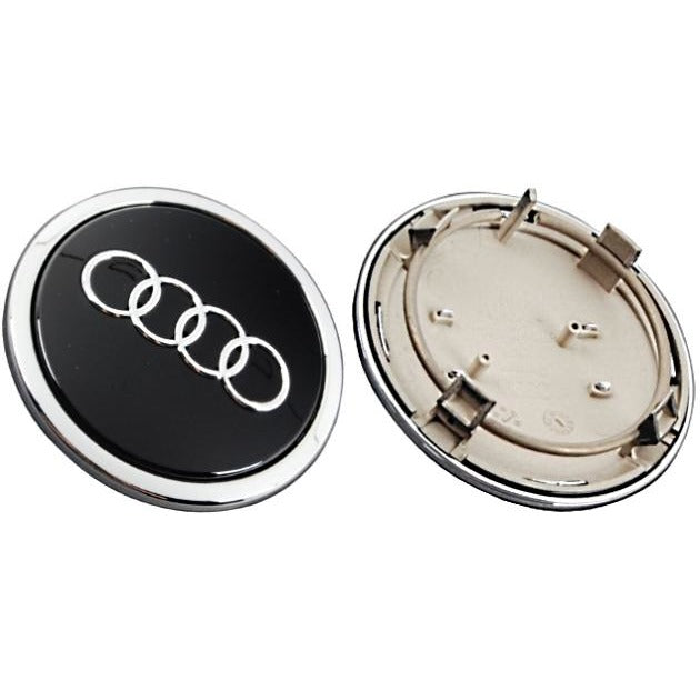 Audi 69mm ratlankių dangteliai juodos glossy black spalos iš montavimo pusės