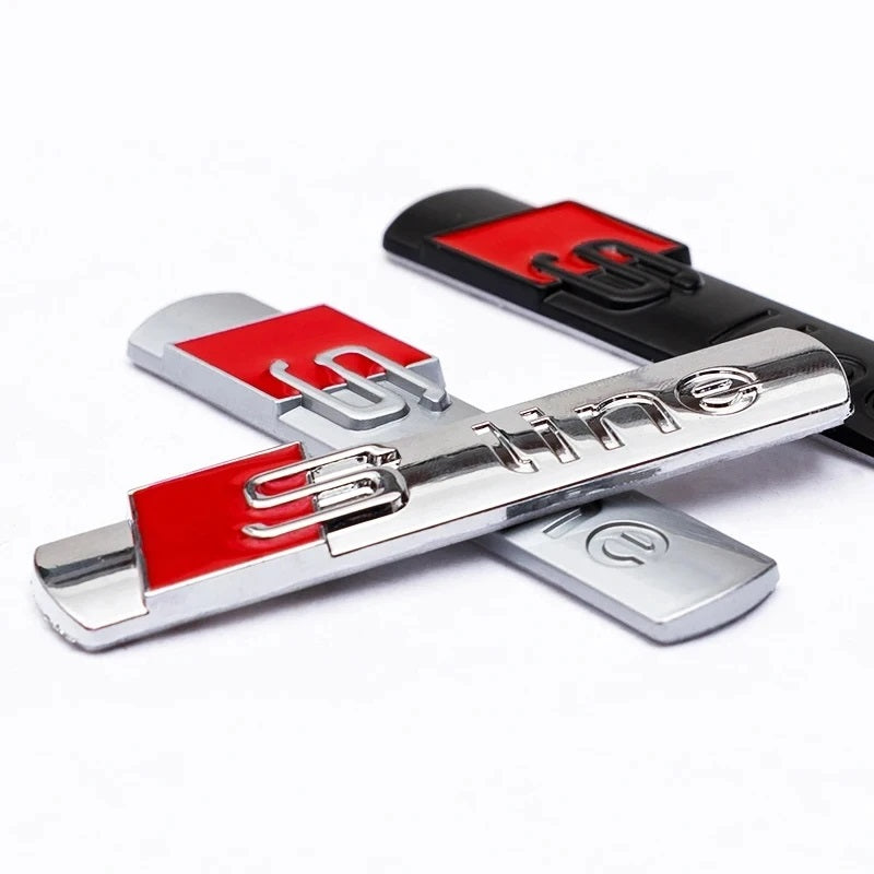 Audi S Line emblemos skirtos sparnams arba bagažinei juodos arba sidabrinės chrominės spalvos